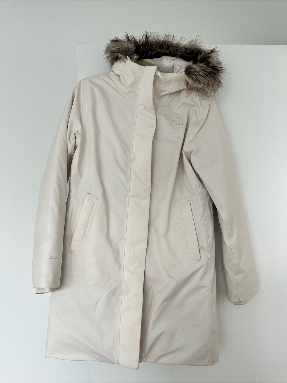 The North Face Women's Trench Parka in Cream with Faux-Fur Hood